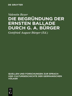 cover image of Die Begründung der ernsten Ballade durch G. A. Bürger